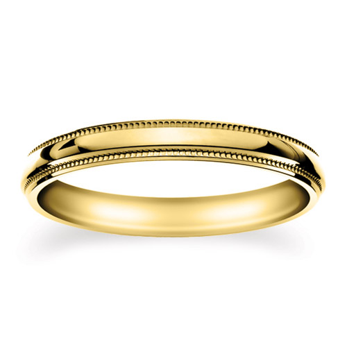 14k Yellow Gold 3-mm Comfort-fit Milgrain and polished Wedding Band 