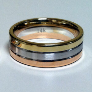 14K Yellow, White, and Rose Gold Design Wedding Ring 8mm (#GR39Z8YWR)